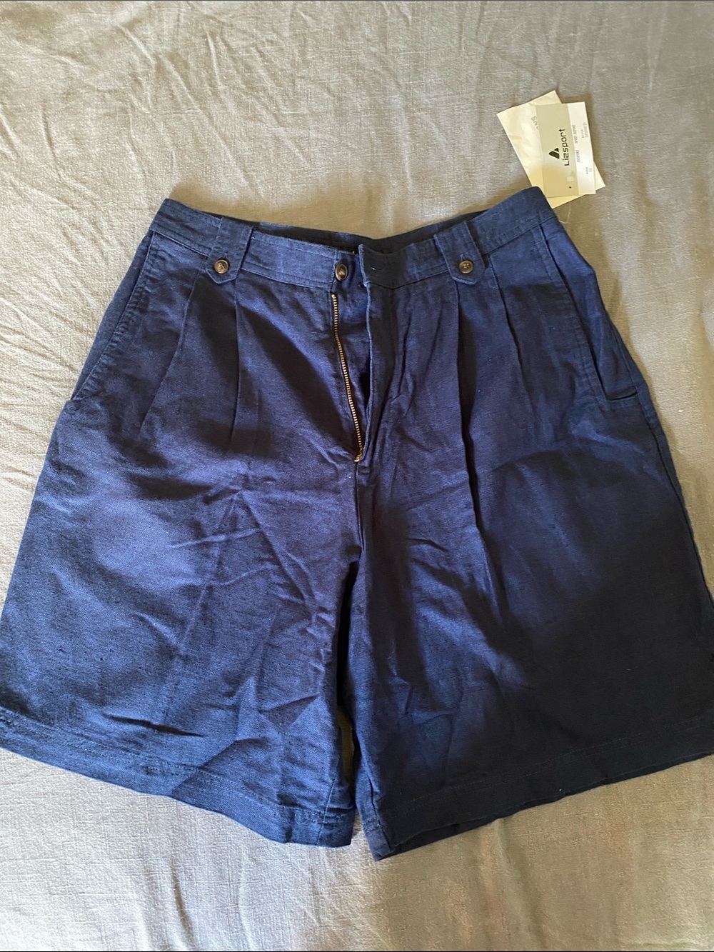 Liz Claiborne Navy High-Waist Pleated Shorts